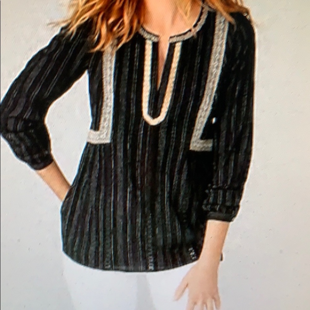 J.Jill Black Pheasant blouse in XS
